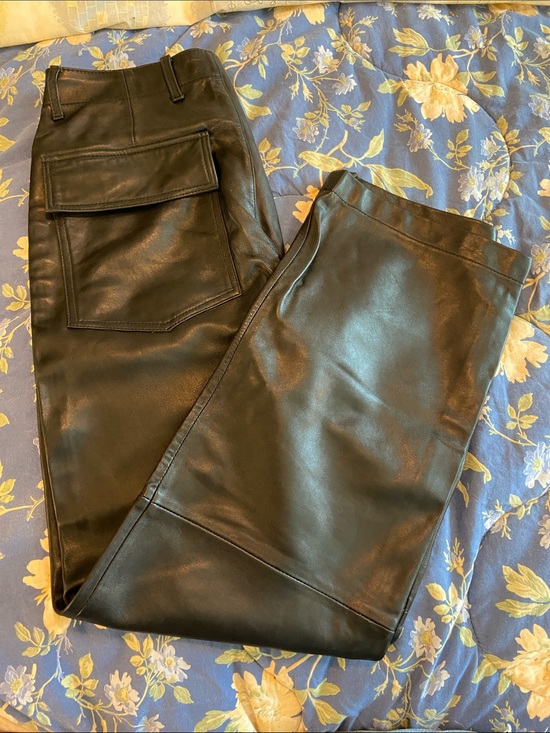 Zara Pants - Women’s Black Leather Cargo Pants straight leg fit